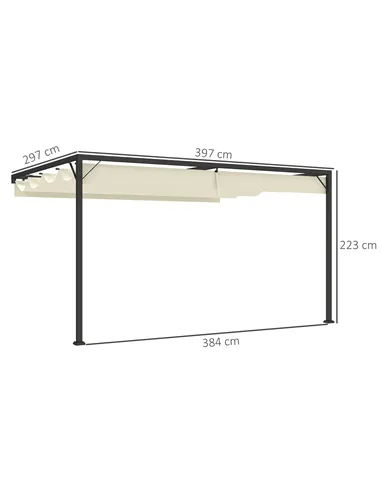 Outsunny 4 x 3 m Pergola, with Sliding Canopy - Cream