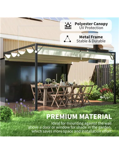 Outsunny 4 x 3 m Pergola, with Sliding Canopy - Cream
