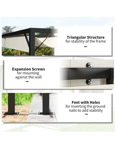 Outsunny 4 x 3 m Pergola, with Sliding Canopy - Cream