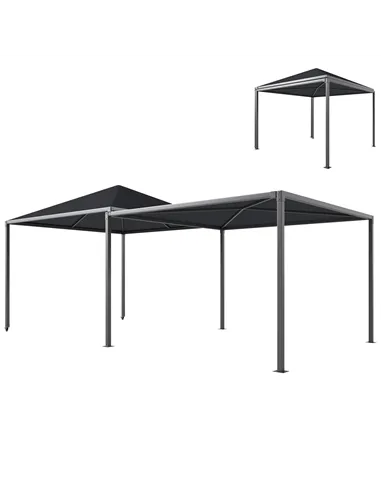Outsunny 3 x 3 or 3 x 6m Garden Gazebo with Extendable Awning and Wheels, UPF30+ Outdoor Metal Gazebo Canopy Shelter for BBQ, Ev