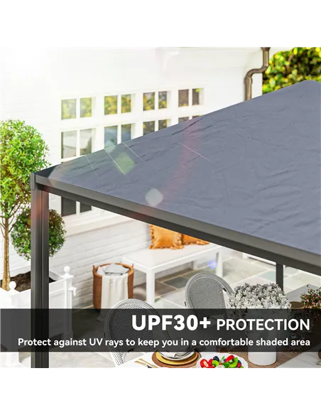 Outsunny 3 x 3 or 3 x 6m Garden Gazebo with Extendable Awning and Wheels, UPF30+ Outdoor Metal Gazebo Canopy Shelter for BBQ, Ev