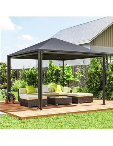 Outsunny 3 x 3 or 3 x 6m Garden Gazebo with Extendable Awning and Wheels, UPF30+ Outdoor Metal Gazebo Canopy Shelter for BBQ, Ev