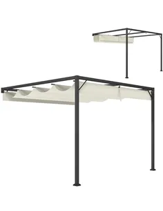 Outsunny 3 x 3 m Pergola, with Sliding Canopy - Cream White