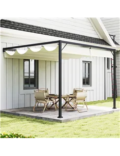 Outsunny 3 x 3 m Pergola, with Sliding Canopy - Cream White 2