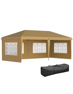 Outsunny 3 x 6m Pop-Up Gazebo, with Removable Walls -  Khaki