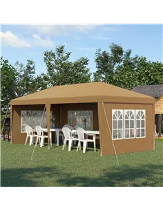 Outsunny 3 x 6m Pop-Up Gazebo, with Removable Walls -  Khaki 2