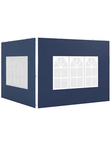 Outsunny Set of Two 3 x 3(m) Gazebo Frame Replacement Walls - Blue