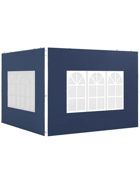 Outsunny Set of Two 3 x 3(m) Gazebo Frame Replacement Walls - Blue
