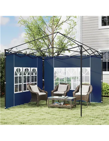 Outsunny Set of Two 3 x 3(m) Gazebo Frame Replacement Walls - Blue