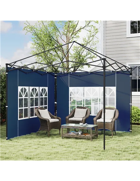Outsunny Set of Two 3 x 3(m) Gazebo Frame Replacement Walls - Blue
