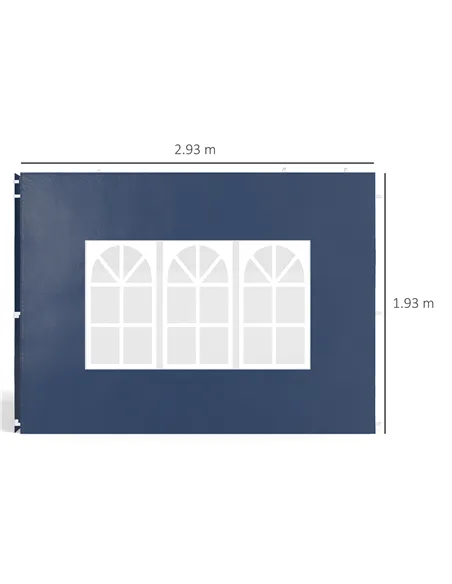 Outsunny Set of Two 3 x 3(m) Gazebo Frame Replacement Walls - Blue