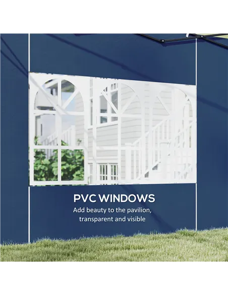 Outsunny Set of Two 3 x 3(m) Gazebo Frame Replacement Walls - Blue