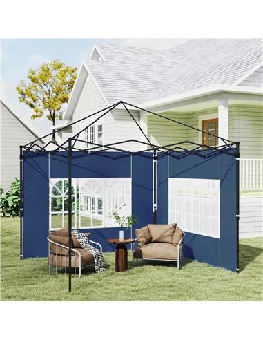 Outsunny Set of Two 3 x 3(m) Gazebo Frame Replacement Walls - Blue