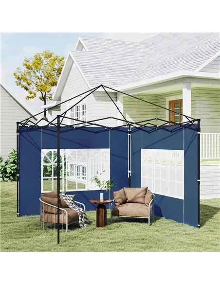 Outsunny Set of Two 3 x 3(m) Gazebo Frame Replacement Walls - Blue