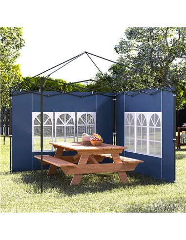 Outsunny Set of Two 3 x 3(m) Gazebo Frame Replacement Walls - Blue