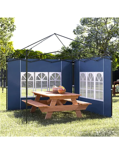 Outsunny Set of Two 3 x 3(m) Gazebo Frame Replacement Walls - Blue