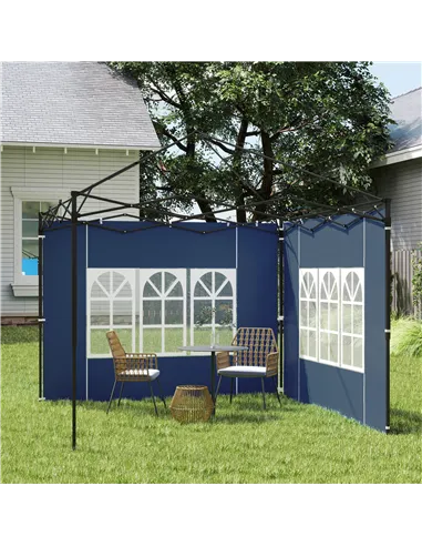 Outsunny Set of Two 3 x 3(m) Gazebo Frame Replacement Walls - Blue