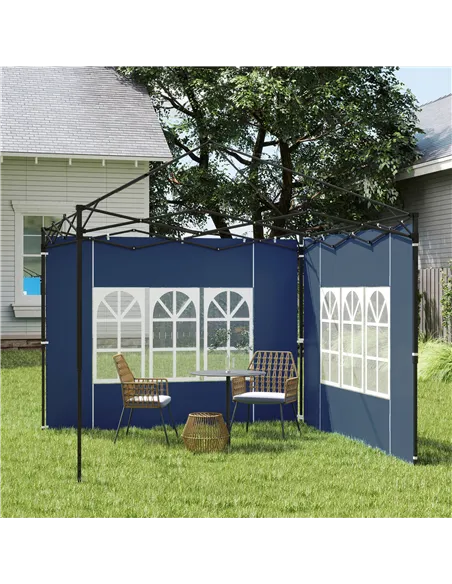 Outsunny Set of Two 3 x 3(m) Gazebo Frame Replacement Walls - Blue