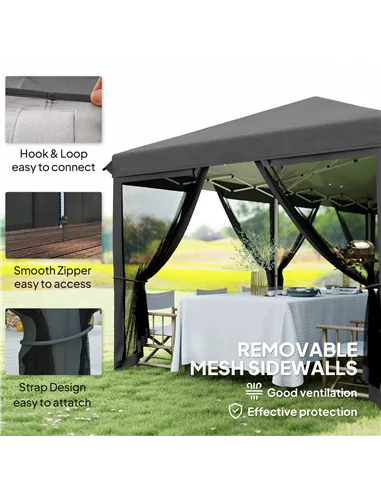 Outsunny 3 x 6m Pop Up Gazebo, Outdoor Canopy Shelter, Marquee Party Wedding Tent with 6 Mesh Walls and Carry Bag, Black