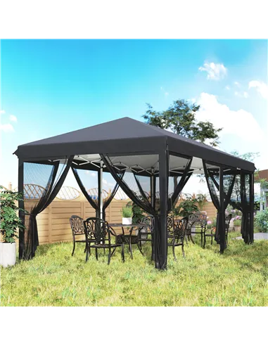 Outsunny 3 x 6m Pop Up Gazebo, Outdoor Canopy Shelter, Marquee Party Wedding Tent with 6 Mesh Walls and Carry Bag, Black