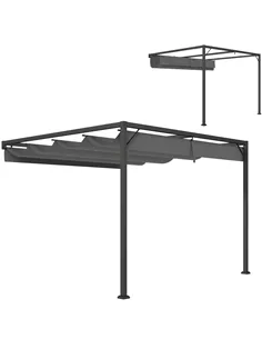 Outsunny 3 x 3 m Pergola, with Sliding Canopy - Grey