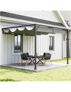 Outsunny 3 x 3 m Pergola, with Sliding Canopy - Grey 2