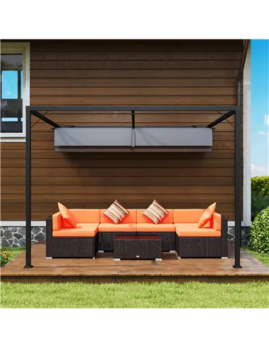 Outsunny 3 x 3 m Pergola, with Sliding Canopy - Grey