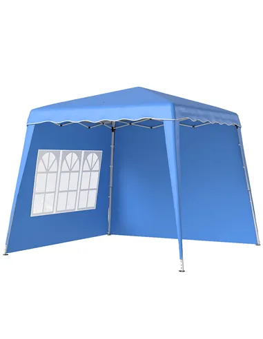 Outsunny 2.4 x 2.4m Two Wall Pop Up Gazebo - Blue