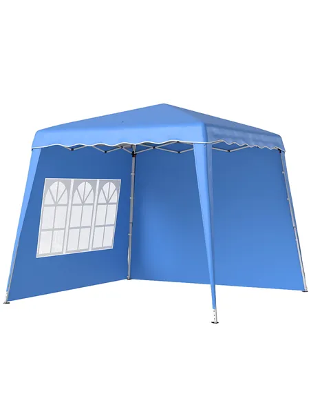 Outsunny 2.4 x 2.4m Two Wall Pop Up Gazebo - Blue