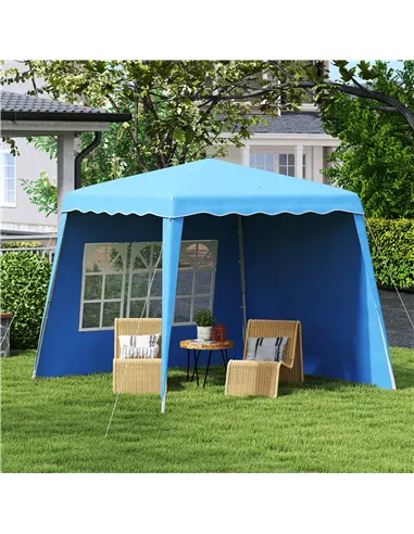 Outsunny 2.4 x 2.4m Two Wall Pop Up Gazebo - Blue