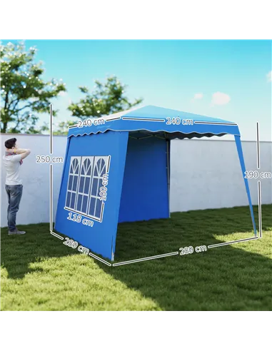 Outsunny 2.4 x 2.4m Two Wall Pop Up Gazebo - Blue