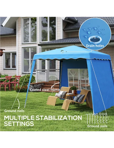 Outsunny 2.4 x 2.4m Two Wall Pop Up Gazebo - Blue