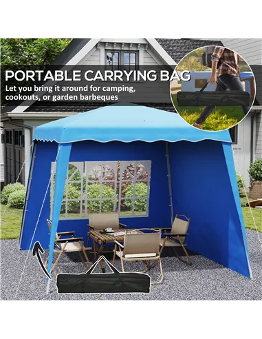 Outsunny 2.4 x 2.4m Two Wall Pop Up Gazebo - Blue