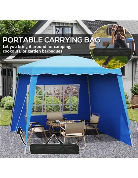 Outsunny 2.4 x 2.4m Two Wall Pop Up Gazebo - Blue