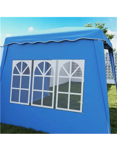 Outsunny 2.4 x 2.4m Two Wall Pop Up Gazebo - Blue