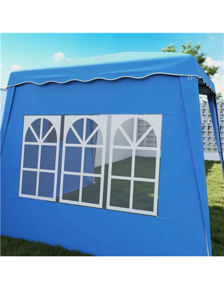 Outsunny 2.4 x 2.4m Two Wall Pop Up Gazebo - Blue