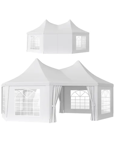 Outsunny 6.8 x 5m Octagonal Marquee Gazebo - White