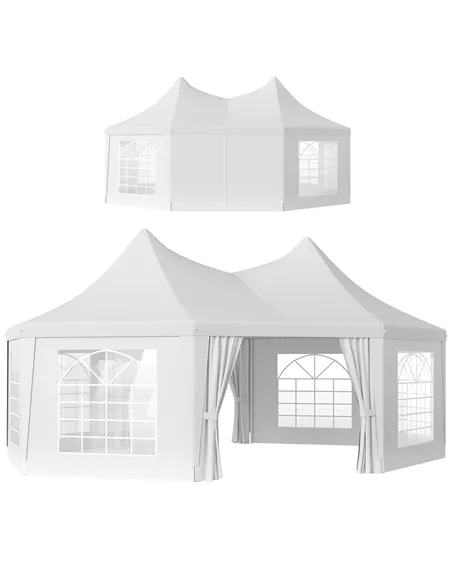 Outsunny 6.8 x 5m Octagonal Marquee Gazebo - White