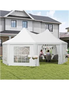 Outsunny 6.8 x 5m Octagonal Marquee Gazebo - White 2