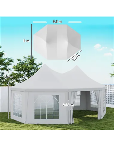 Outsunny 6.8 x 5m Octagonal Marquee Gazebo - White
