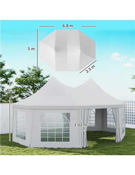 Outsunny 6.8 x 5m Octagonal Marquee Gazebo - White
