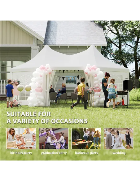 Outsunny 6.8 x 5m Octagonal Marquee Gazebo - White