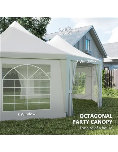 Outsunny 6.8 x 5m Octagonal Marquee Gazebo - White