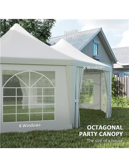 Outsunny 6.8 x 5m Octagonal Marquee Gazebo - White
