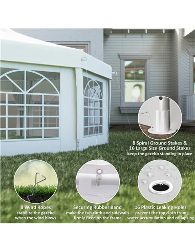 Outsunny 6.8 x 5m Octagonal Marquee Gazebo - White