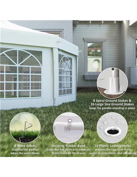 Outsunny 6.8 x 5m Octagonal Marquee Gazebo - White