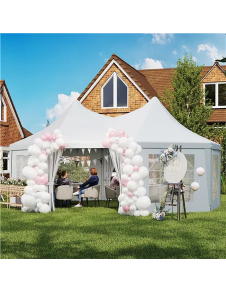 Outsunny 6.8 x 5m Octagonal Marquee Gazebo - White