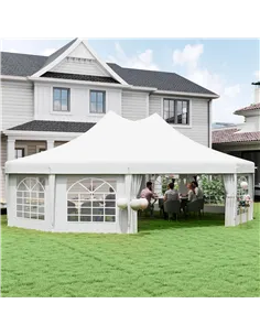 Outsunny 10 Sides Decagonal Garden Gazebo Marquee Party Tent Wedding Canopy Outdoor Heavy Duty Metal Frame (8.9m x 6.5m) - White 2