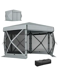 Outsunny 3 x 3(m) Hexagon Pop Up Gazebo with 5 Sides and Carry Bag, Waterproof, UV Resistant Party Tent Instant Event Shelter wi