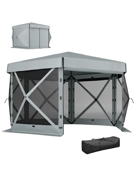 Outsunny 3 x 3(m) Hexagon Pop Up Gazebo with 5 Sides and Carry Bag, Waterproof, UV Resistant Party Tent Instant Event Shelter wi